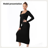 Modisches, schlichtes, einfarbiges Kleid für Damen
